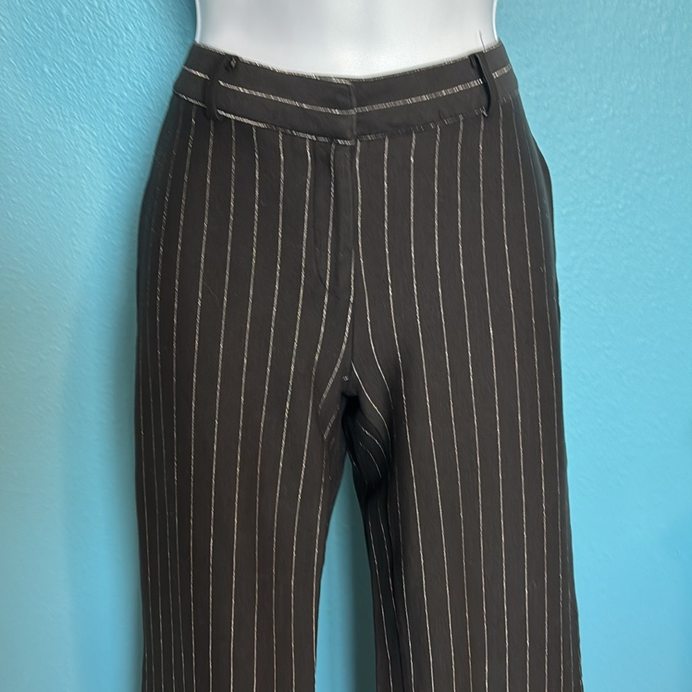 Express dress pants in black and silver stripes.